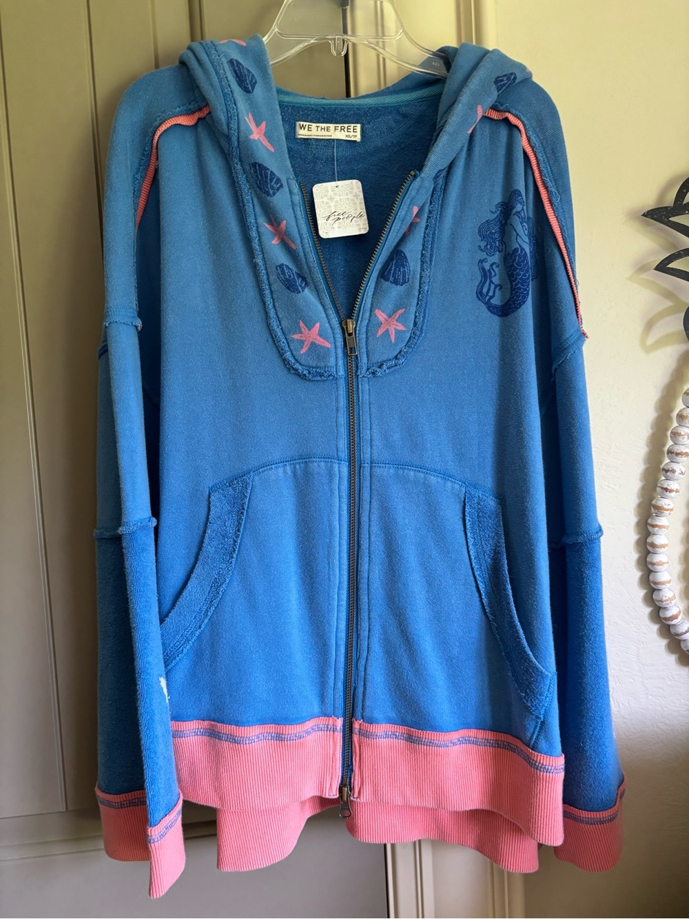Free people beach, hoodie, ocean wave, mermaid, shell, starfish, clothes